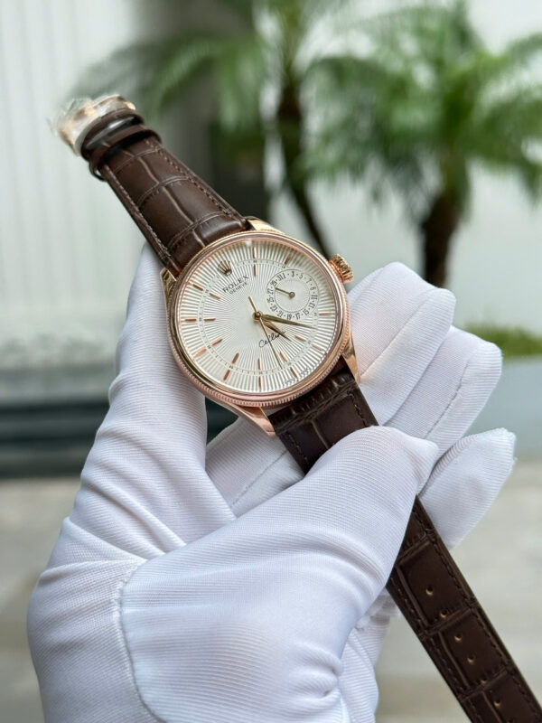 Đồng Hồ Rolex Cellini 50515 Mặt Trắng Chế Tác Bọc Vàng Thật 39mm (2)