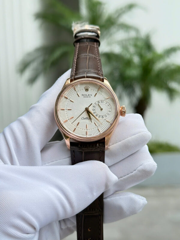 Đồng Hồ Rolex Cellini 50515 Mặt Trắng Chế Tác Bọc Vàng Thật 39mm (2)