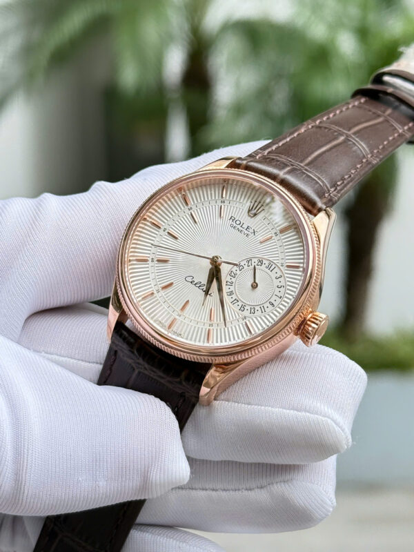 Đồng Hồ Rolex Cellini 50515 Mặt Trắng Chế Tác Bọc Vàng Thật 39mm (2)