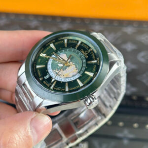 Đồng hồ Omega Aqua Terra Worldtimer Rep 11 màu xanh lá cây dây kim loại nhà máy VS 43mm (2)