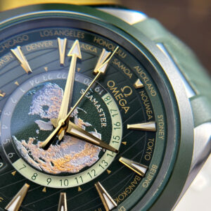 Đồng hồ Omega Aqua Terra Worldtimer Rep 11 màu xanh lá cây máy cơ Thụy Sỹ nhà máy VS 43mm (2)
