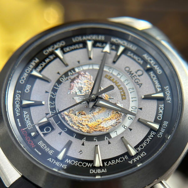 Đồng hồ Omega Aqua Terra Worldtimer Replica 11 màu xám máy cơ Thụy Sỹ nhà máy VS 43mm (2)