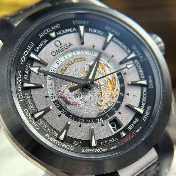 Đồng hồ Omega Aqua Terra Worldtimer Replica 11 màu xám máy cơ Thụy Sỹ nhà máy VS 43mm (2)