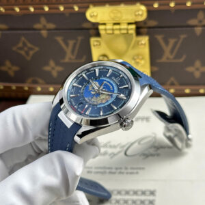 Đồng hồ Omega Aqua Terra Worldtimer Replica 11 màu xanh dương máy cơ Thụy Sỹ xưởng VS 43mm (2)