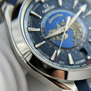 Đồng hồ Omega Aqua Terra Worldtimer Replica 11 màu xanh dương máy cơ Thụy Sỹ xưởng VS 43mm (2)