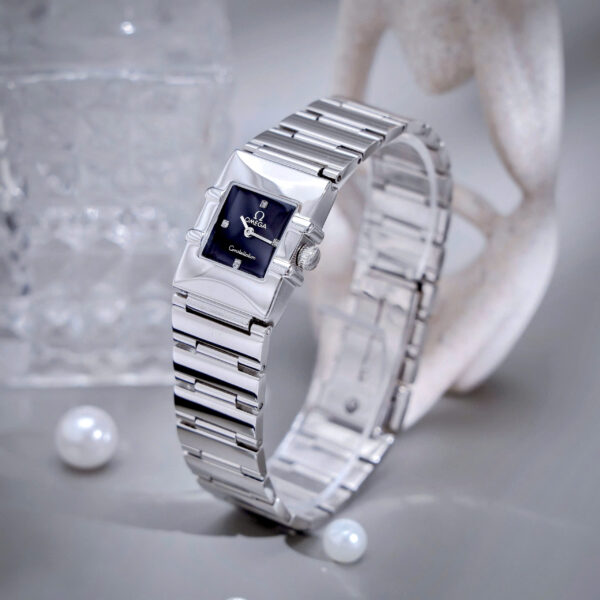 Đồng hồ Omega Constellation Quadra nữ dây kim loại máy Pin Nhật fake cao cấp 22x28mm