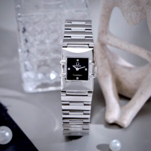Đồng hồ Omega Constellation Quadra nữ dây kim loại máy Pin Nhật fake cao cấp 22x28mm