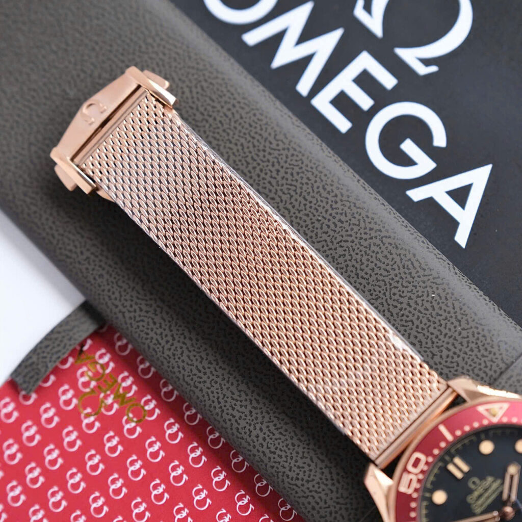 Đồng hồ Omega Seamaster nam vàng hồng máy cơ nhật giá rẻ 40mm