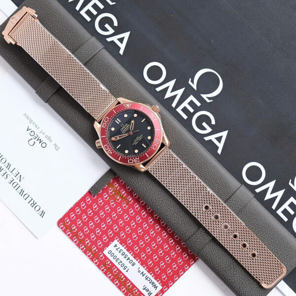 Đồng hồ Omega Seamaster nam vàng hồng máy cơ nhật giá rẻ 40mm