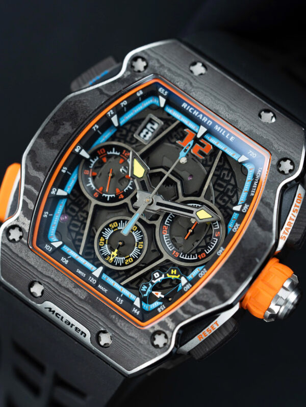 Đồng hồ Richard Mille RM65-01 Replica 11 vỏ carbon dây cao su đen 44.5×49 (2)