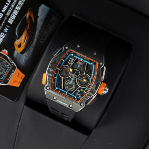 Đồng hồ Richard Mille RM65-01 Replica 11 vỏ carbon dây cao su đen 44.5×49 (2)