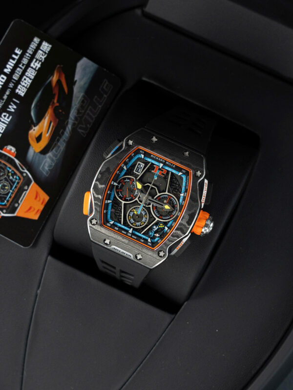 Đồng hồ Richard Mille RM65-01 Replica 11 vỏ carbon dây cao su đen 44.5×49 (2)