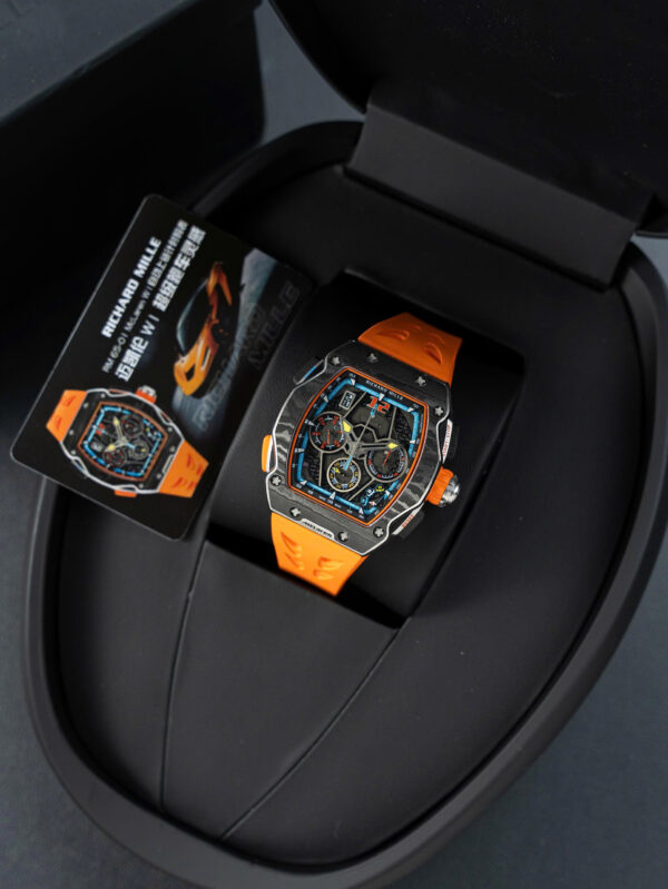 Đồng hồ Richard Mille RM65-01 màu cam Rep 11 vỏ carbon dây cao su 44.5×49 (2)