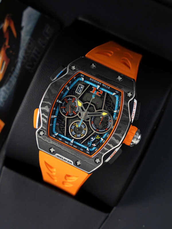 Đồng hồ Richard Mille RM65-01 màu cam Rep 11 vỏ carbon dây cao su 44.5×49 (2)
