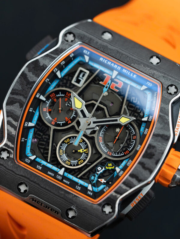 Đồng hồ Richard Mille RM65-01 màu cam Rep 11 vỏ carbon dây cao su 44.5×49 (2)