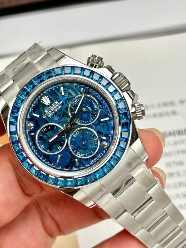 Đồng hồ Rolex Daytona Arolla Challenge Blue Rep 11 đính đá baguette 40mm (2)