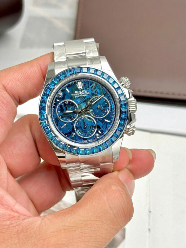 Đồng hồ Rolex Daytona Arolla Challenge Blue Rep 11 đính đá baguette 40mm (2)