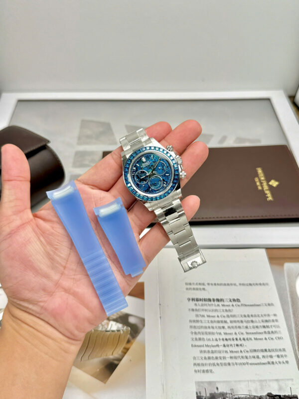 Đồng hồ Rolex Daytona Arolla Challenge Blue Rep 11 đính đá baguette 40mm (2)