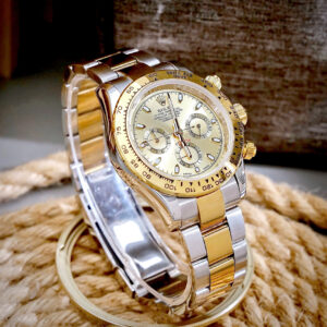 Đồng hồ Rolex Daytona Cosmograph demi vàng cọc dạ quang fake 11 40mm
