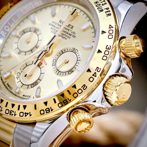 Đồng hồ Rolex Daytona Cosmograph demi vàng cọc dạ quang fake 11 40mm