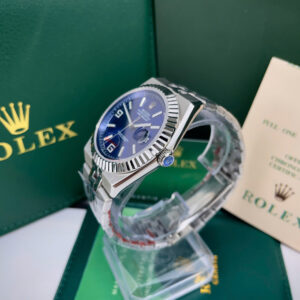 Đồng hồ Rolex Land-Dweller mặt xanh blue cọc số dạ quang fake 11 40mm