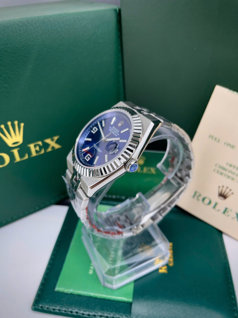Đồng hồ Rolex Land-Dweller mặt xanh blue cọc số dạ quang fake 11 40mm