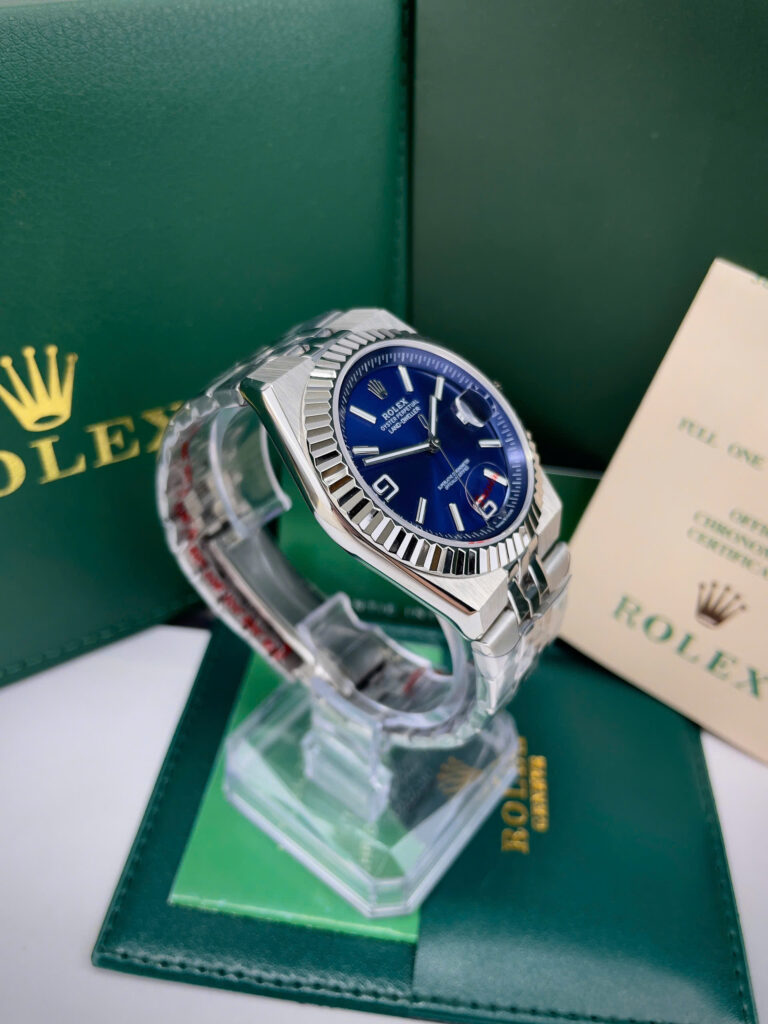Đồng hồ Rolex Land-Dweller mặt xanh blue cọc số dạ quang fake 11 40mm