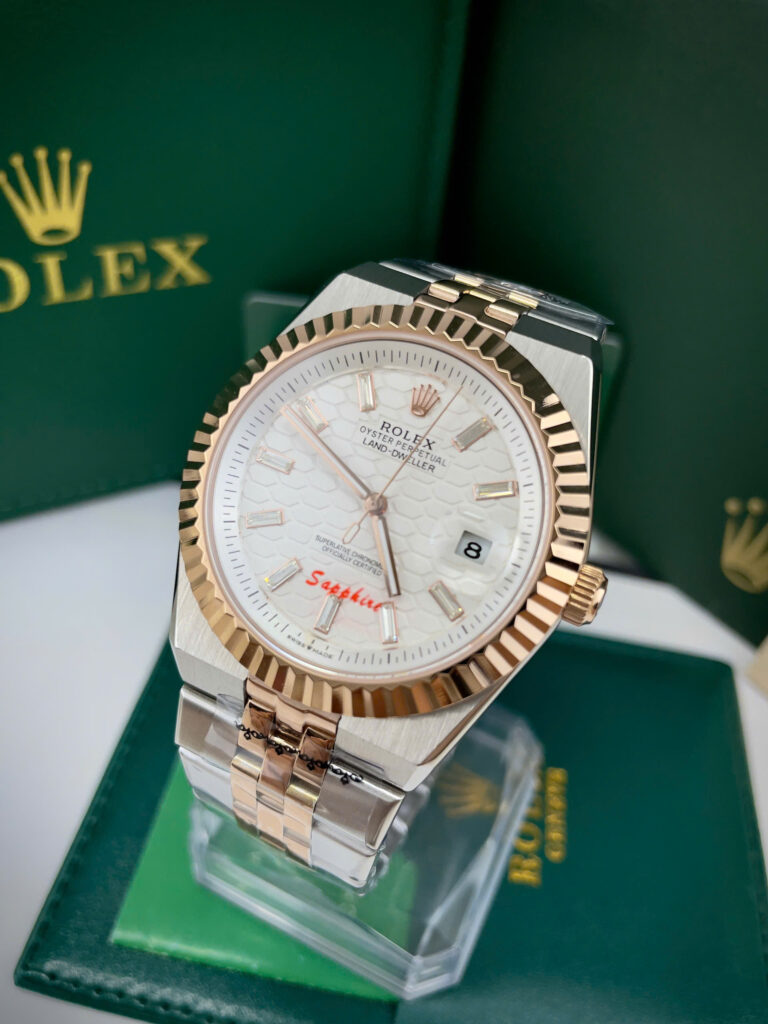Đồng hồ Rolex Land-Dweller nam Demi cọc số đính đá fake cao cấp 40mm