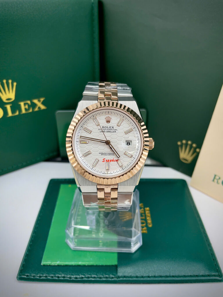 Đồng hồ Rolex Land-Dweller nam Demi cọc số đính đá fake cao cấp 40mm