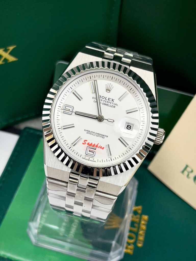 Đồng hồ Rolex Land-Dweller nam cọc số dạ quang dây kim loại fake 11 40mm