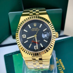 Đồng hồ Rolex Land-Dweller vàng gold mặt đen fake cao cấp 40mmĐồng hồ Rolex Land-Dweller vàng gold mặt đen fake cao cấp 40mm