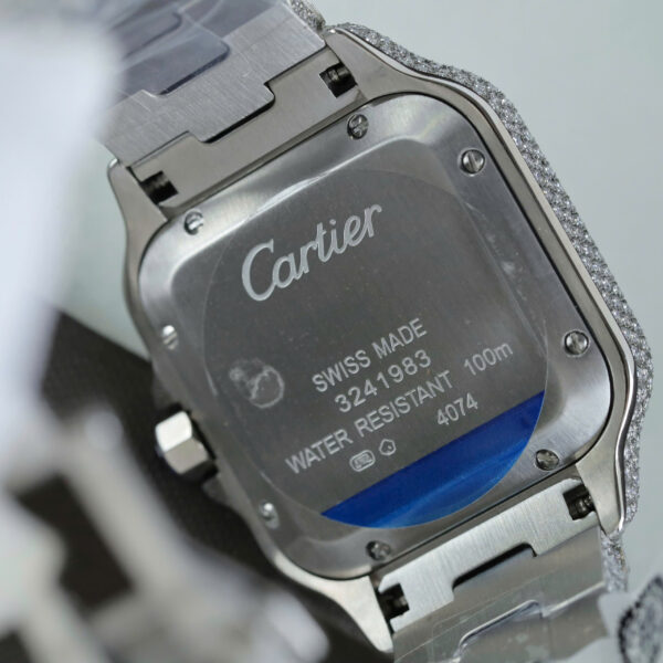 Đồng Hồ Nam Cartier Santos Chế Tác Đính Full Kim Cương Nhân Tạo Nhà Máy BV 39 (2)