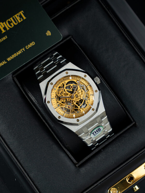 Đồng hồ Audemars Piguet Rep 11 Royal Oak Openworked 15407 mặt màu vàng lộ cơ 41mm (2)