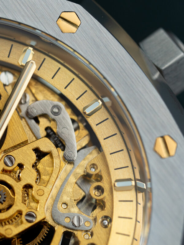 Đồng hồ Audemars Piguet Rep 11 Royal Oak Openworked 15407 mặt màu vàng lộ cơ 41mm (2)