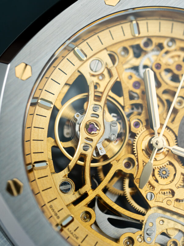 Đồng hồ Audemars Piguet Rep 11 Royal Oak Openworked 15407 mặt màu vàng lộ cơ 41mm (2)