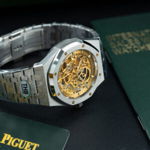 Đồng hồ Audemars Piguet Rep 11 Royal Oak Openworked 15407 mặt màu vàng lộ cơ 41mm (2)