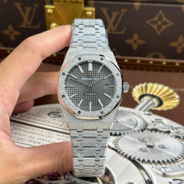 Đồng hồ Audemars Piguet Rep Cao Cấp Royal Oak 15410 Frosted mặt xám máy cơ tự động xưởng APS 41mm (2)