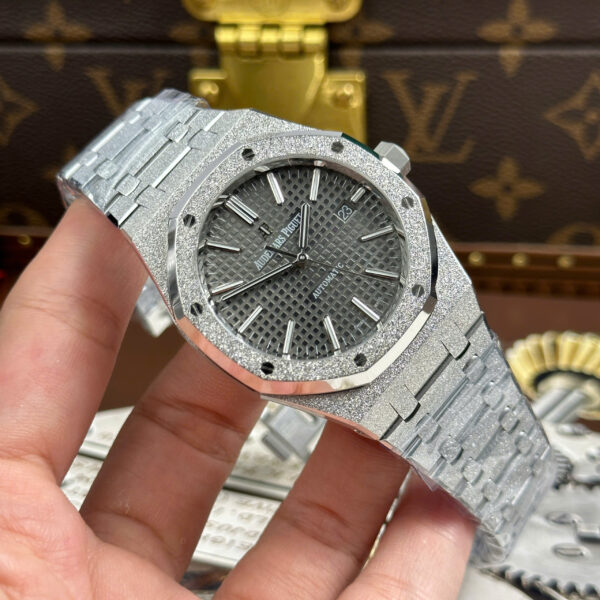 Đồng hồ Audemars Piguet Rep Cao Cấp Royal Oak 15410 Frosted mặt xám máy cơ tự động xưởng APS 41mm (2)