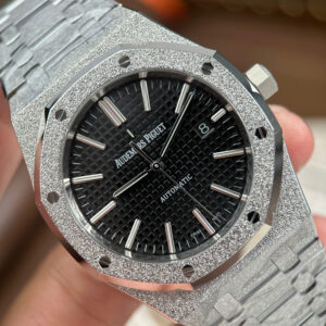 Đồng hồ Audemars Piguet Replica 11 Royal Oak 15410 Frosted Gold mặt đen máy cơ tự động xưởng APS 41mm (2)
