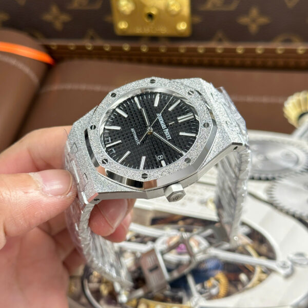 Đồng hồ Audemars Piguet Replica 11 Royal Oak 15410 Frosted Gold mặt đen máy cơ tự động xưởng APS 41mm (2)