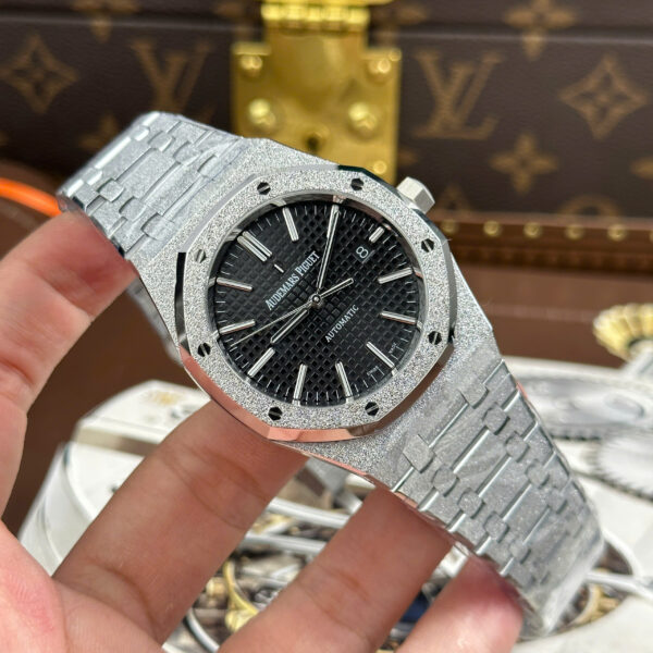 Đồng hồ Audemars Piguet Replica 11 Royal Oak 15410 Frosted Gold mặt đen máy cơ tự động xưởng APS 41mm (2)