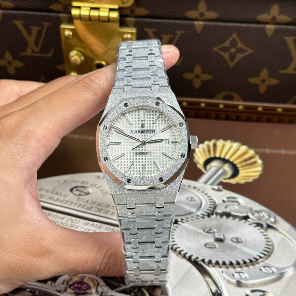 Đồng hồ Audemars Piguet Replica 11 Royal Oak 15410 Frosted mặt trắng máy cơ tự động xưởng APS 41mm (1)