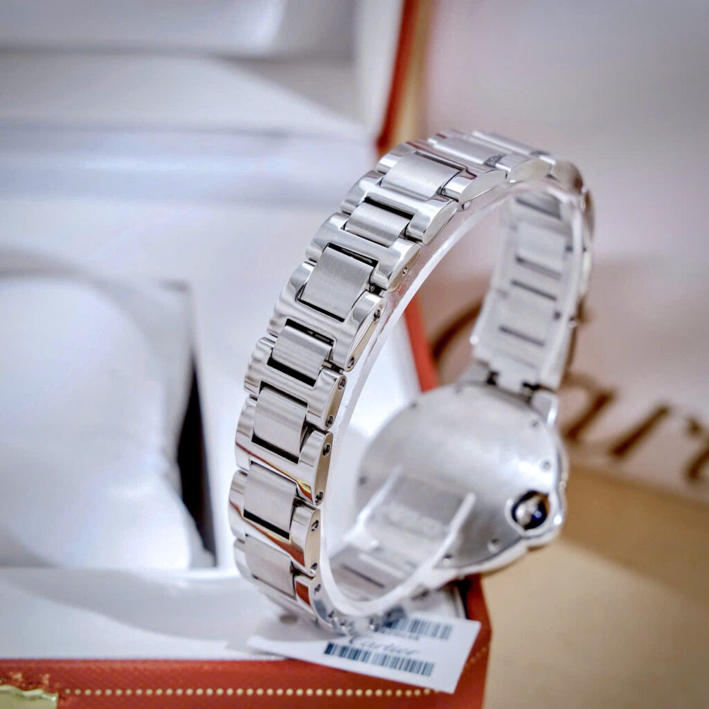 Đồng hồ Cartier Ballon Bleu nữ dây kim loại mặt xanh blue fake cao cấp 33mm