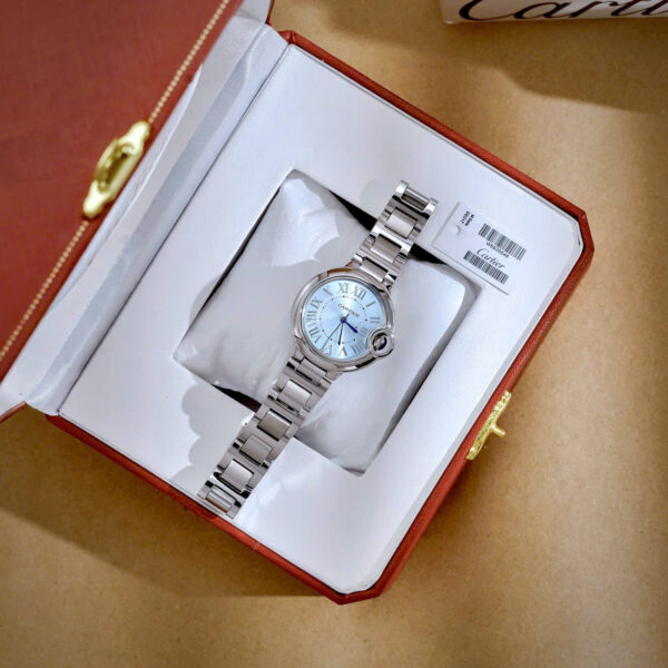 Đồng hồ Cartier Ballon Bleu nữ dây kim loại mặt xanh blue fake cao cấp 33mm