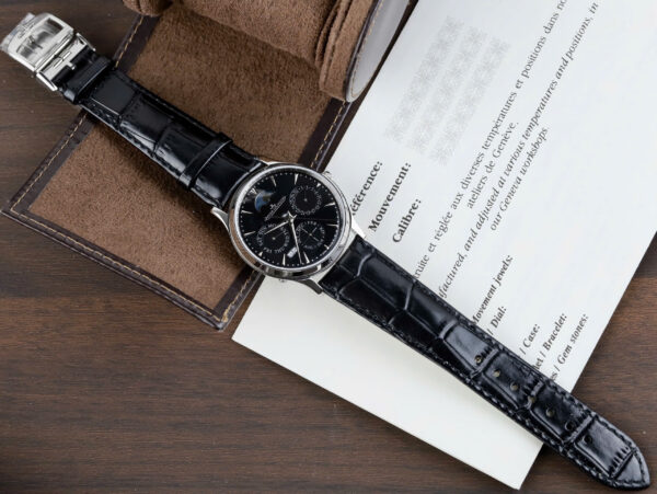 Đồng hồ Jaeger LeCoultre Master Ultrathin Perpetual Calendar Replica 11 mặt đen dây da xưởng VR 39mm (2)