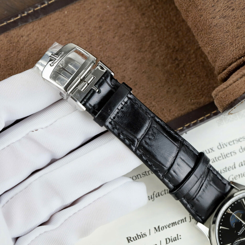 Đồng hồ Jaeger LeCoultre Master Ultrathin Perpetual Calendar Replica 11 mặt đen dây da xưởng VR 39mm (2)