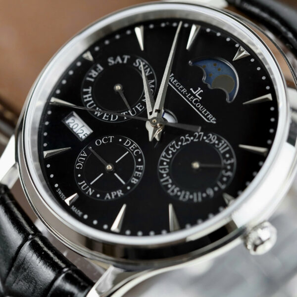 Đồng hồ Jaeger LeCoultre Master Ultrathin Perpetual Calendar Replica 11 mặt đen dây da xưởng VR 39mm (2)