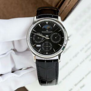 Đồng hồ Jaeger LeCoultre Master Ultrathin Perpetual Calendar Replica 11 mặt đen dây da xưởng VR 39mm (2)