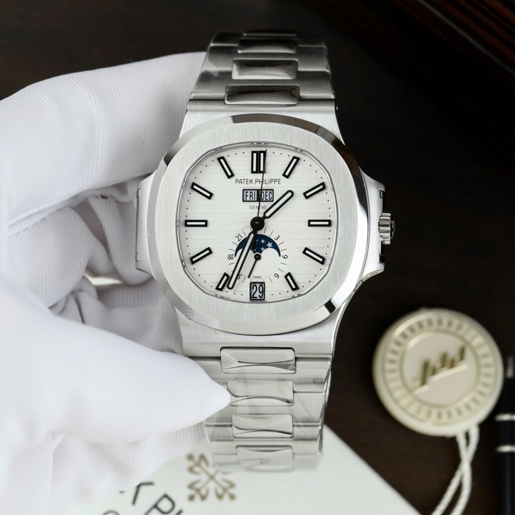 Đồng hồ Patek Philippe Nautilus 5726 Rep 11 mặt trắng dây kim loại nhà máy PPF 40 (2)