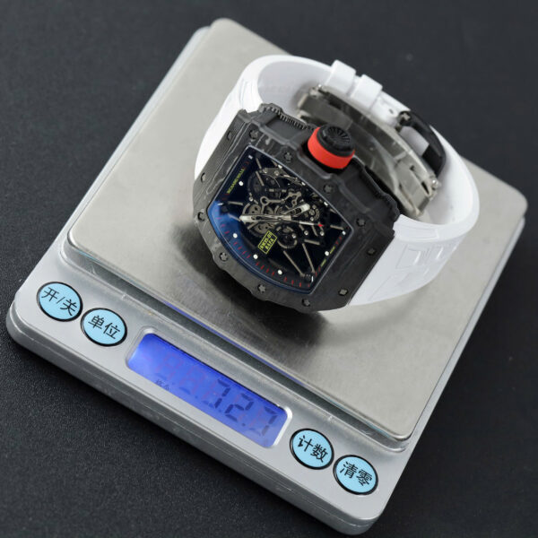 Đồng hồ Richard Mille RM35-01 Rep 11 vỏ carbon NTPT dây cao su trắng nhà máy ZF 49,9x43mm (2)